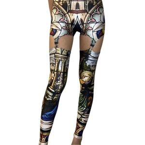 Black Milk Cathedral Suspender Leggings | Gothic Baroque Stained Glass Print